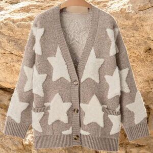 NWT Cozy Star Patterned Cardigan Sweater